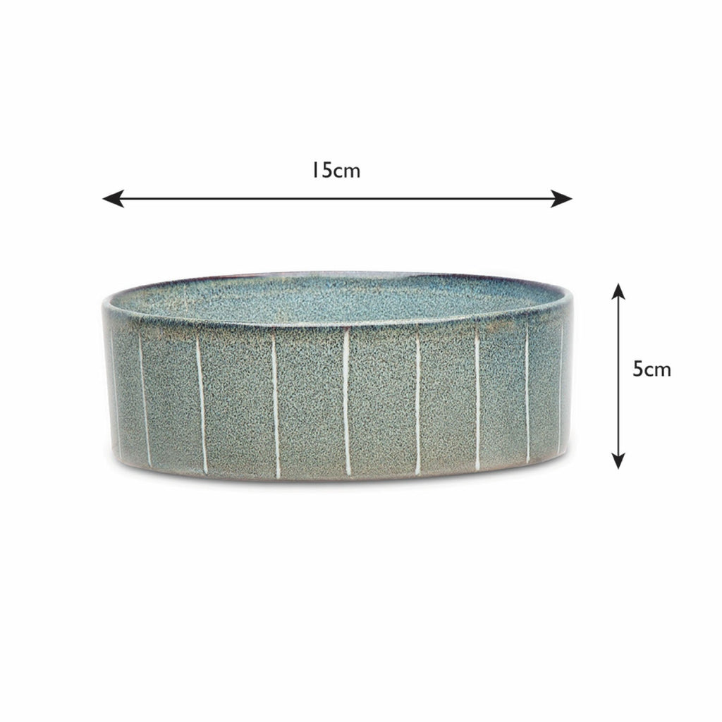 Scruffs Ceramic Heavy Duty Grey Pinstripe Reactive Glaze Dog Bowls (2pc Set)