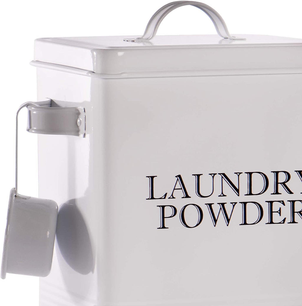 Laundry Powder Storage Tin with Scoop White | M&W