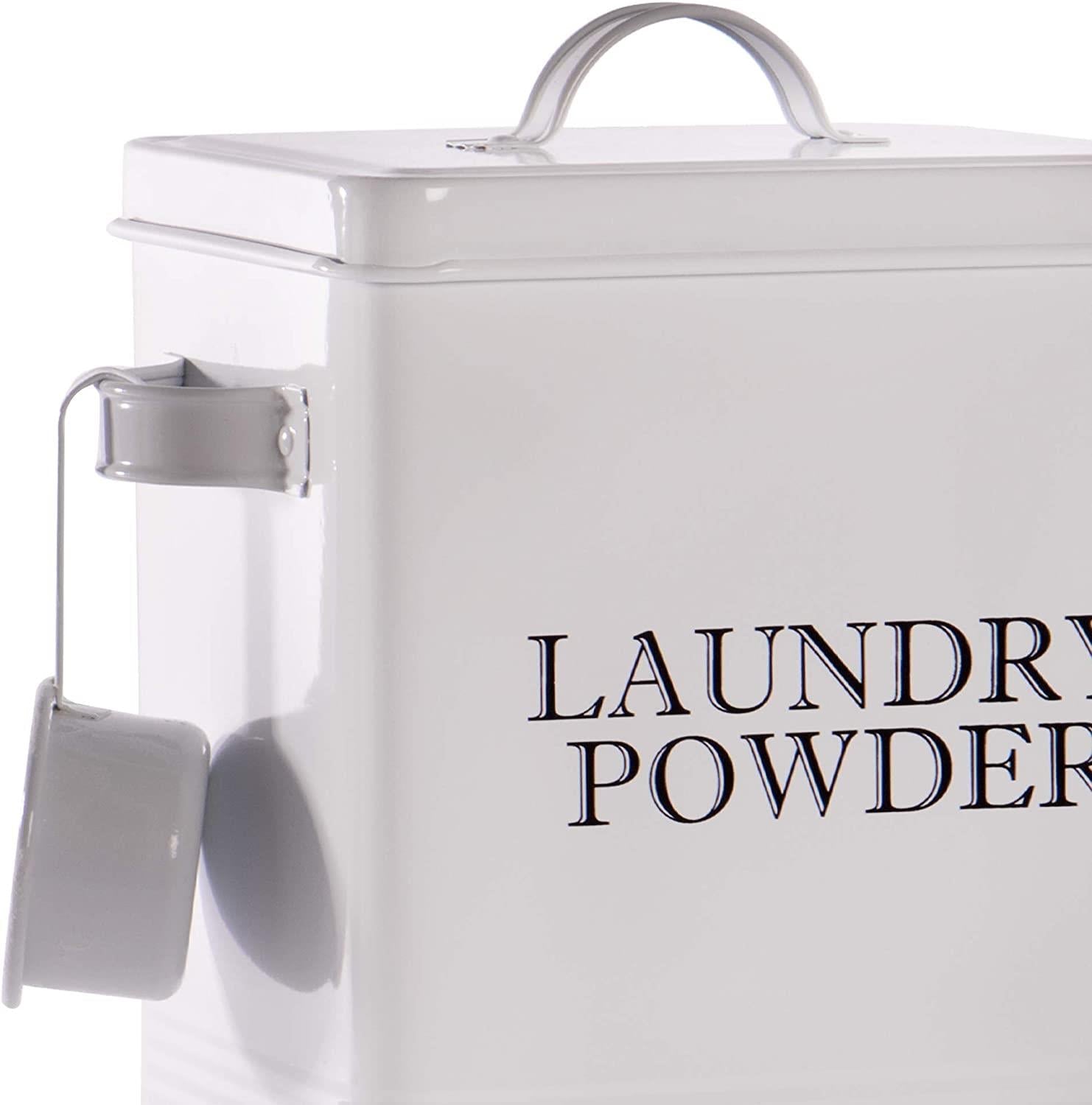 Laundry Powder Storage Tin with Scoop White | M&W
