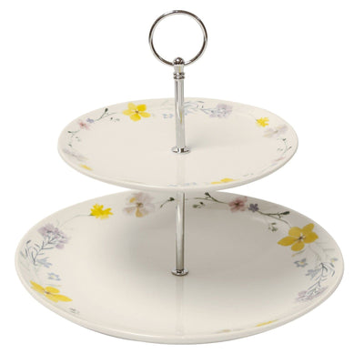 Pressed Flowers 2 Tier Cake Stand