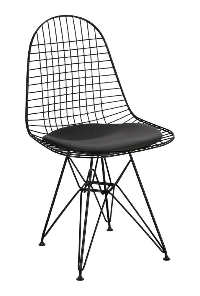 Inventors Black DKR Wire Chair With Black PU Cushion - Set of 2