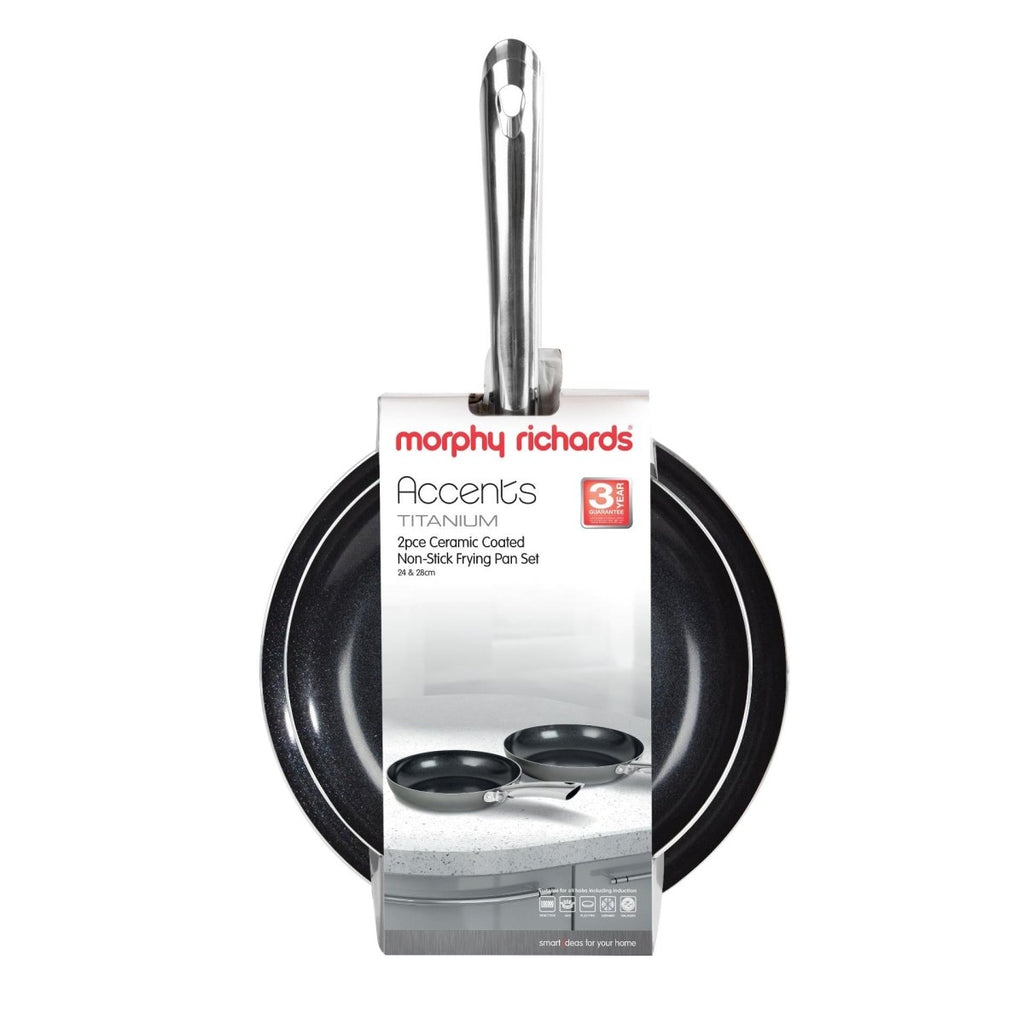 973015X Morphy Richards Accents 2 Piece Frying Pan Set 24/28cm Titanium - Beales department store