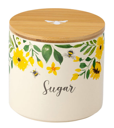 Bee-Beautiful Sugar Canister - Bamboo Lid