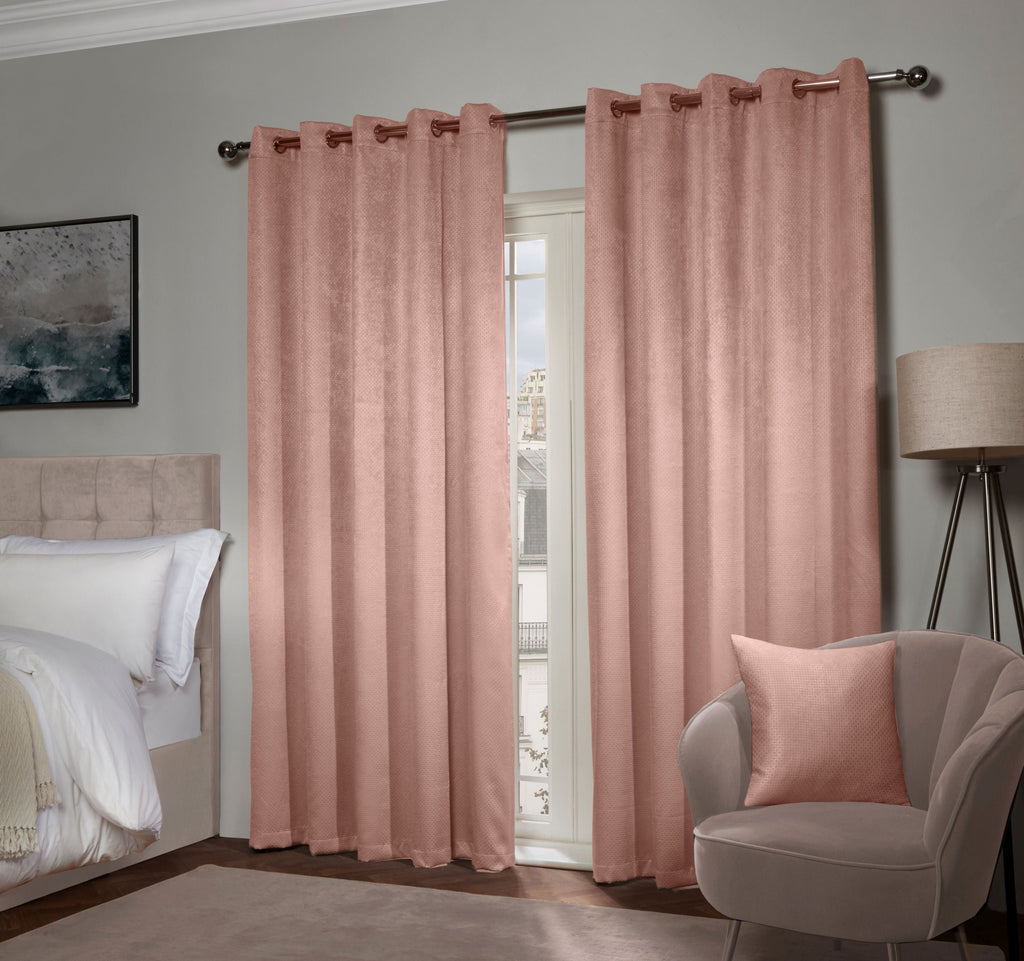 Ambiance Blush Pink Thermal Eyelet Curtains
