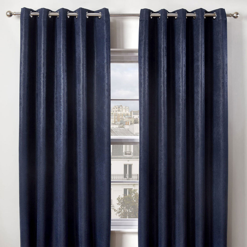 Ambiance Navy Blue Thermal Eyelet Curtains