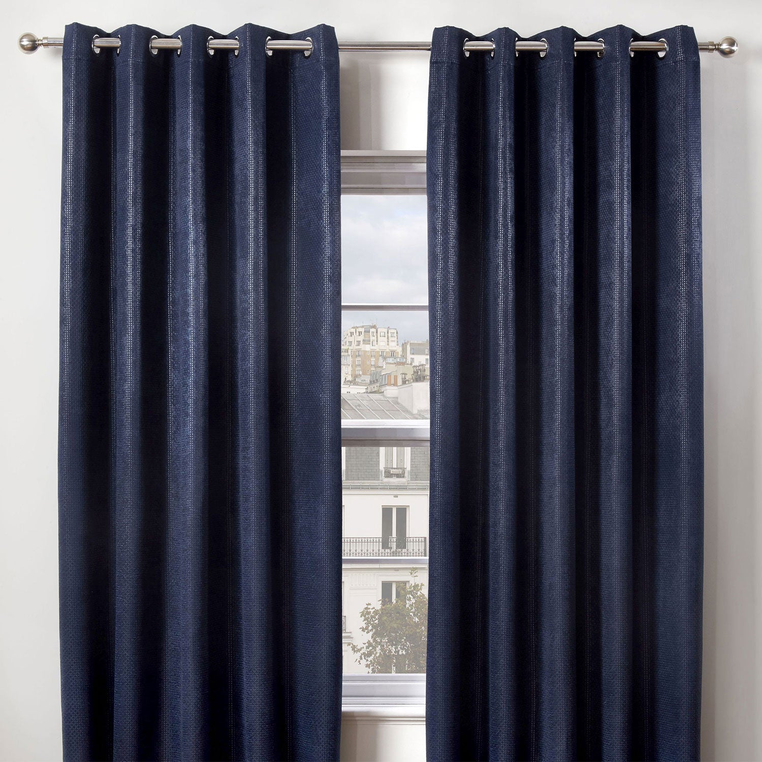 Ambiance Navy Blue Thermal Eyelet Curtains
