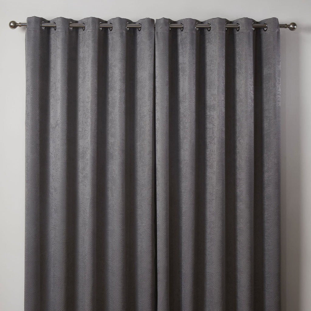 Ambiance Charcoal Grey Thermal Eyelet Curtains