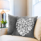 Amor Heart Charcoal Grey Cushion Covers Pair (43cm x 43cm)
