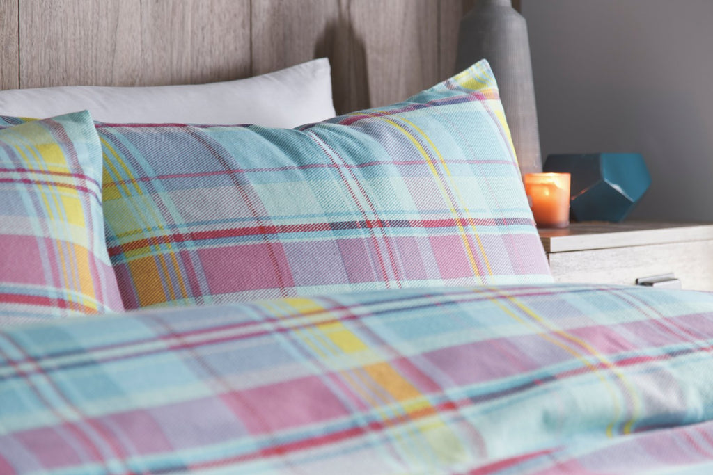 Applecross Pastel Check Brushed Cotton Duvet Set