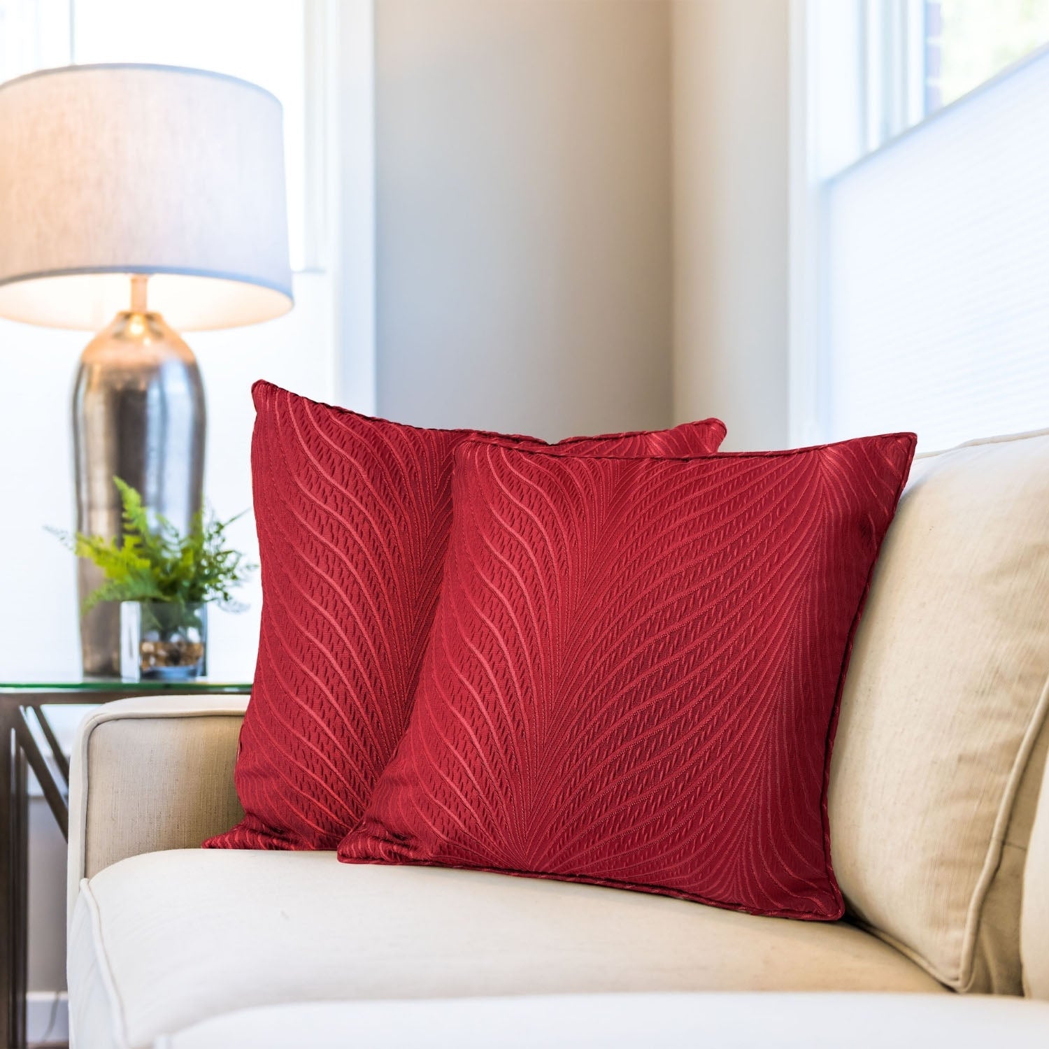 Aura Cranberry Red Cushion Covers (Pair)