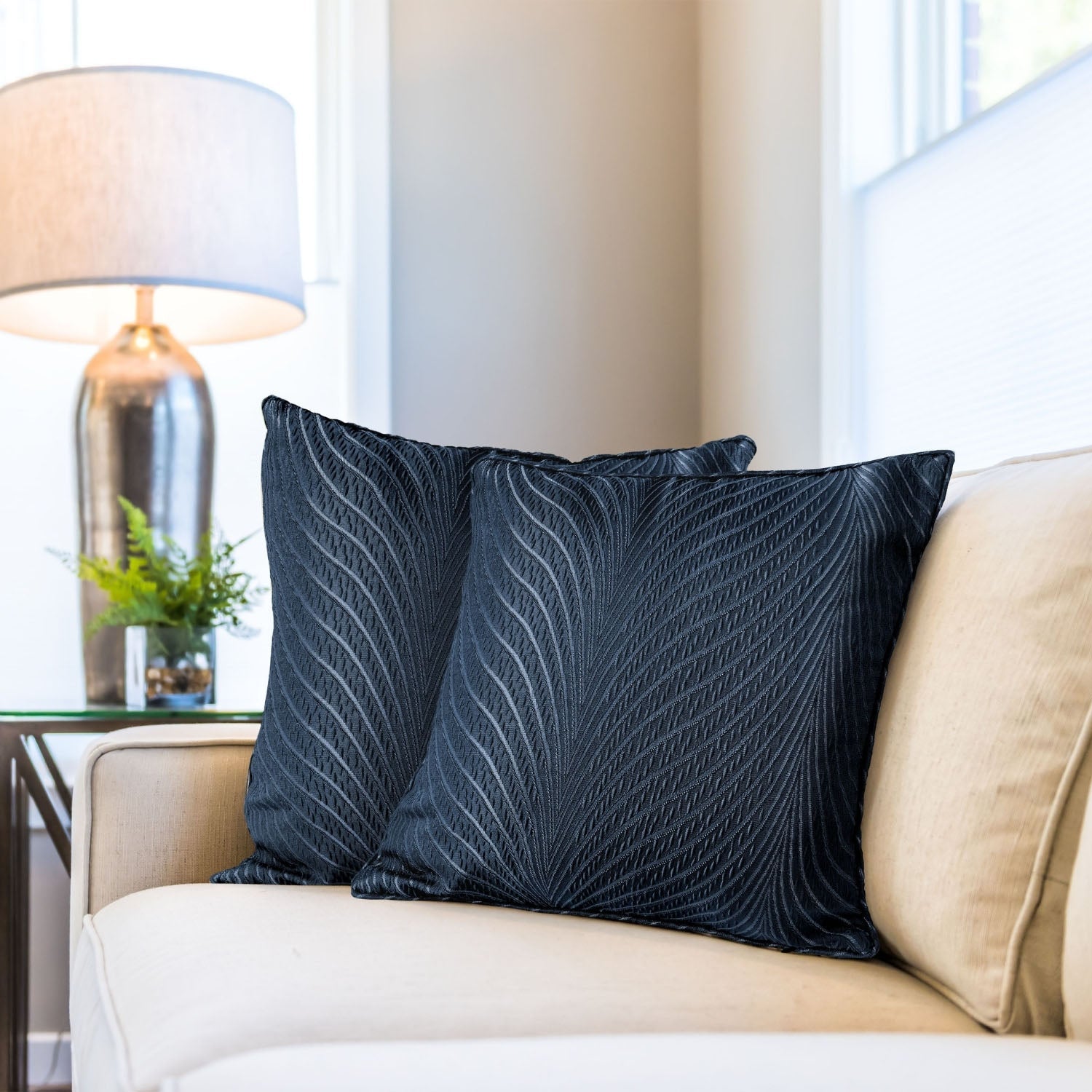 Aura Navy Blue Cushion Covers (Pair)