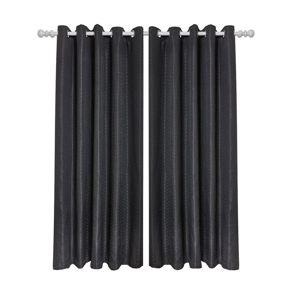 Aura Black Jacquard Eyelet Curtains