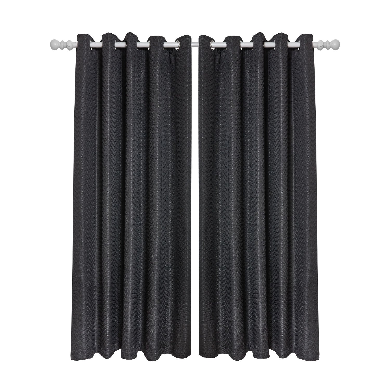 Aura Black Jacquard Eyelet Curtains