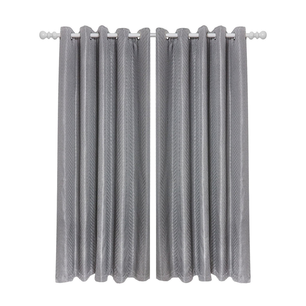 Aura Charcoal Jacquard Eyelet Curtains