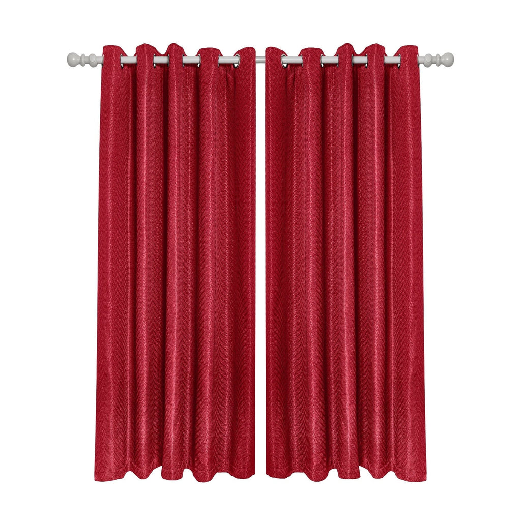 Aura Cranberry Red Jacquard Eyelet Curtains