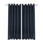 Aura Navy Jacquard Eyelet Curtains