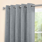 Amberley Nickel Grey Chenille Thermal Eyelet Curtains