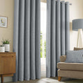 Amberley Nickel Grey Chenille Thermal Eyelet Curtains