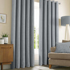Amberley Nickel Grey Chenille Thermal Eyelet Curtains