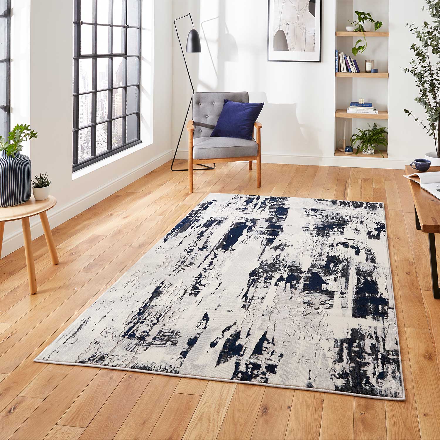 Apollo GR579 Grey/Navy Rug