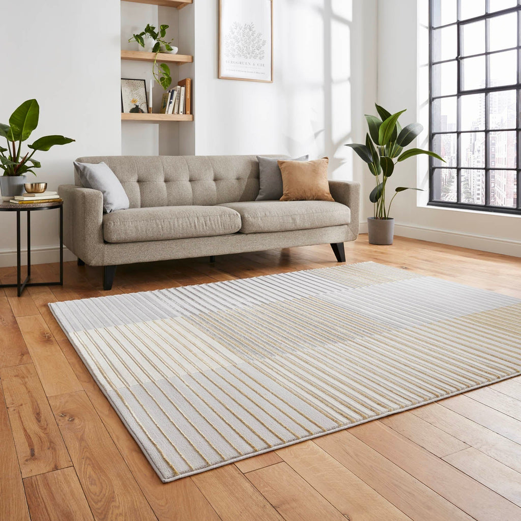 Apollo 2681 Grey/Gold Stripe Rug