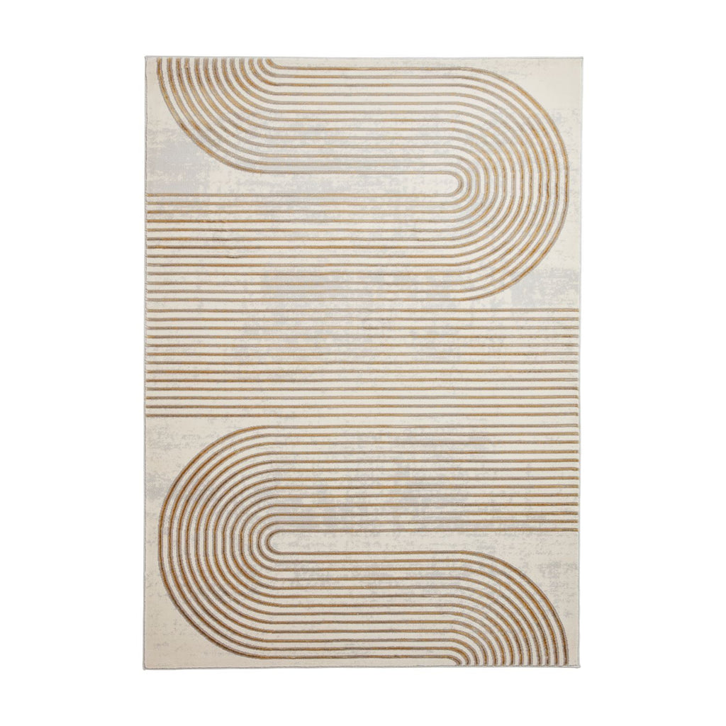 Apollo 2683 Grey and Gold Modern Linear Rug