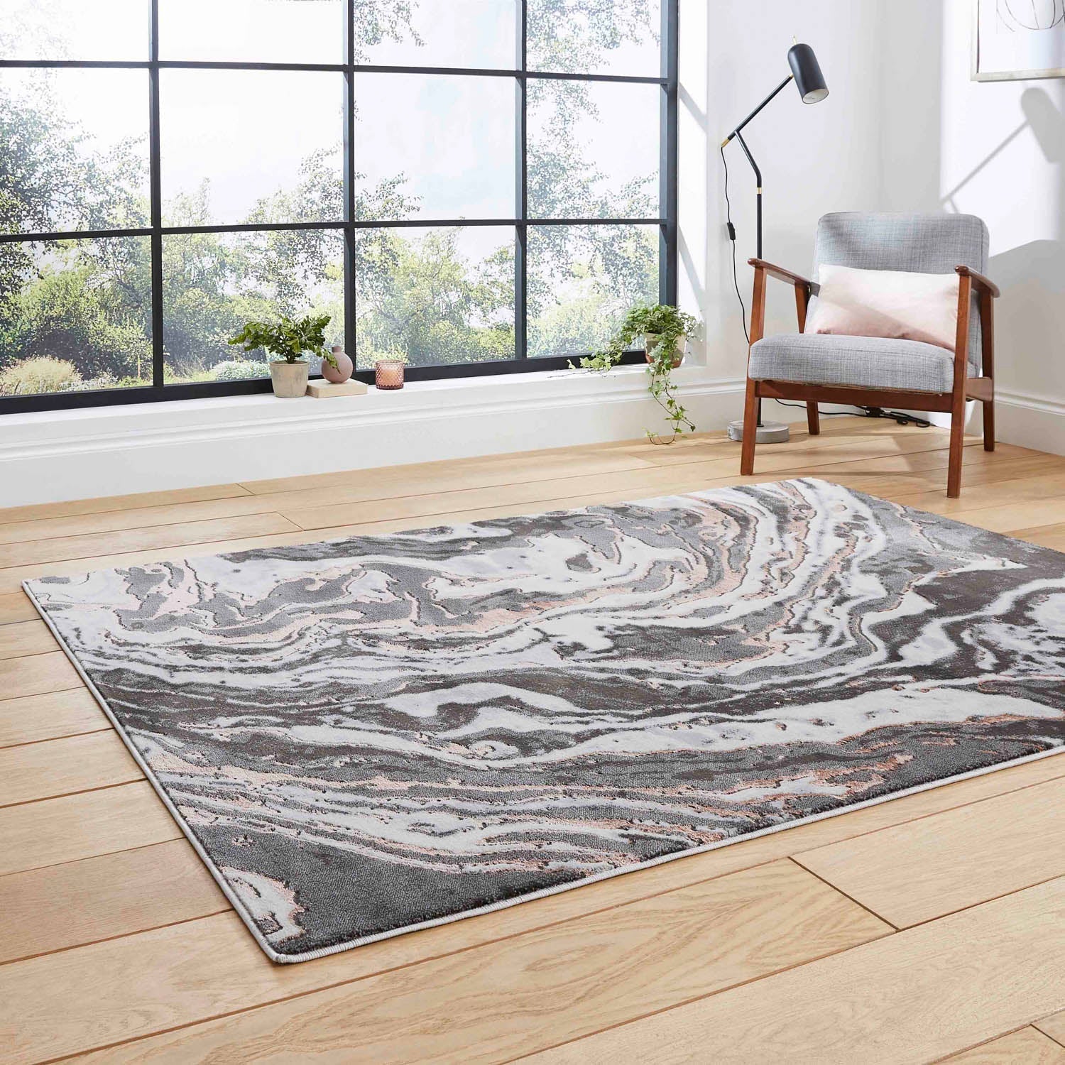 Apollo GR584 Grey/Rose Rug