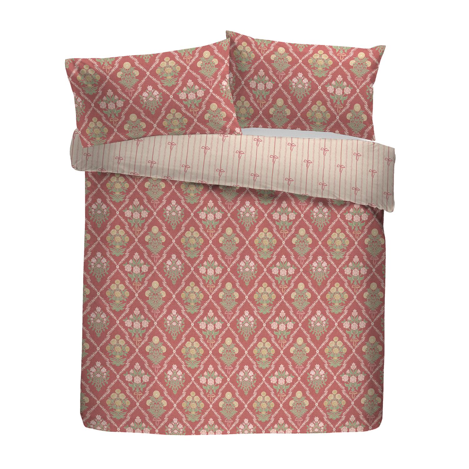Aurelia Pink Ruffle Edge Reversible Cotton Duvet Set