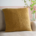 Bobble Ochre Large Velvet Cushion (55cm x 55cm)