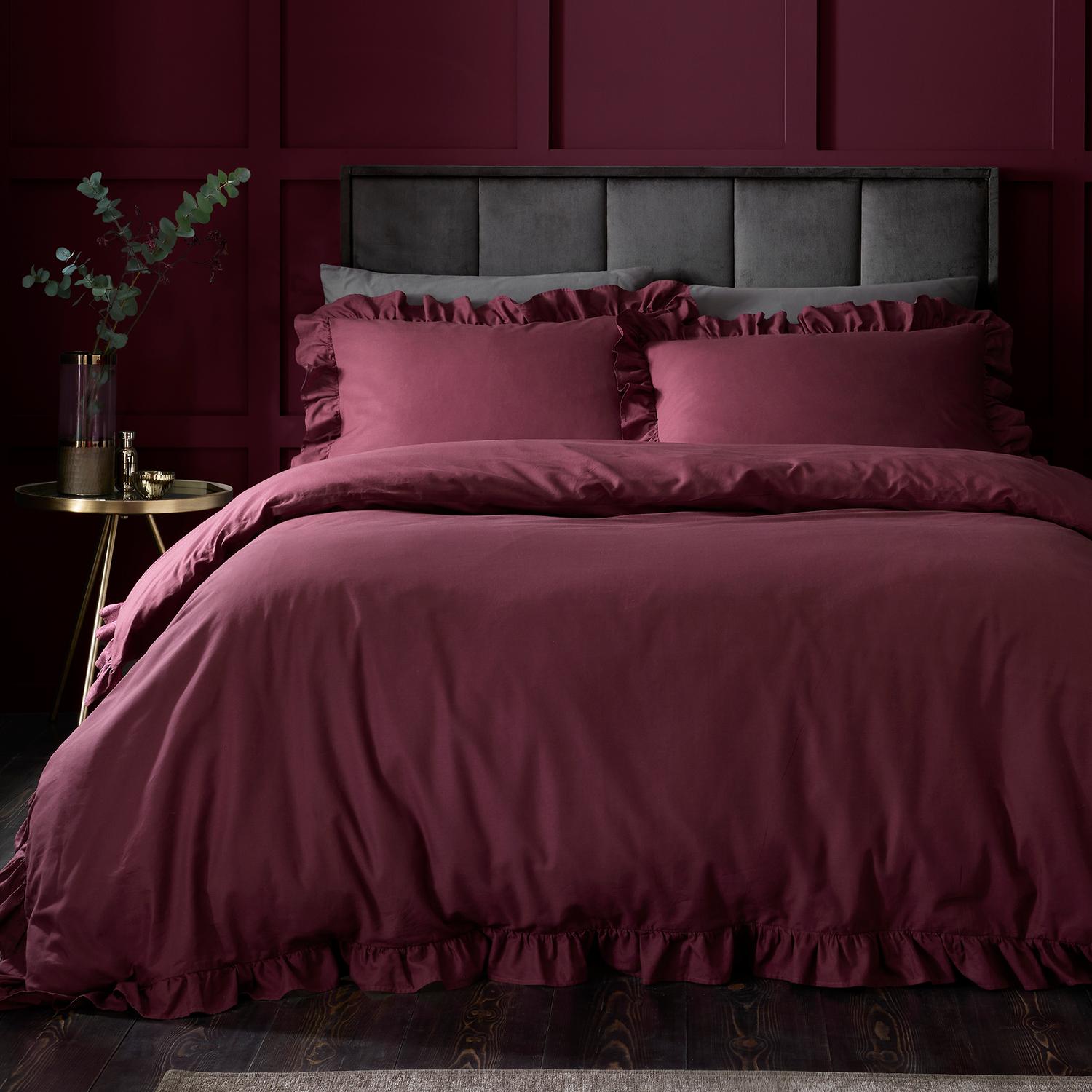 Cassia Frill Berry 100% Cotton Duvet Set