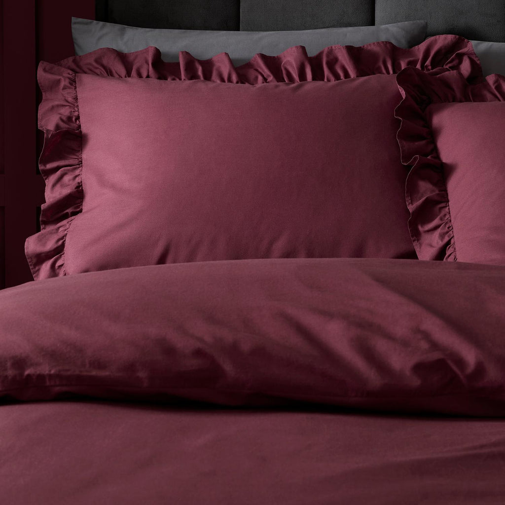 Cassia Frill Berry 100% Cotton Duvet Set