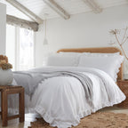 Cassia Frill White 100% Cotton Duvet Set