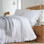 Cassia Frill White 100% Cotton Duvet Set