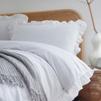 Cassia Frill White 100% Cotton Duvet Set