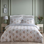 Floral Bouquet Pleat Edge Reversible 100% Cotton Duvet Set