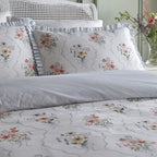 Floral Bouquet Pleat Edge Reversible 100% Cotton Duvet Set