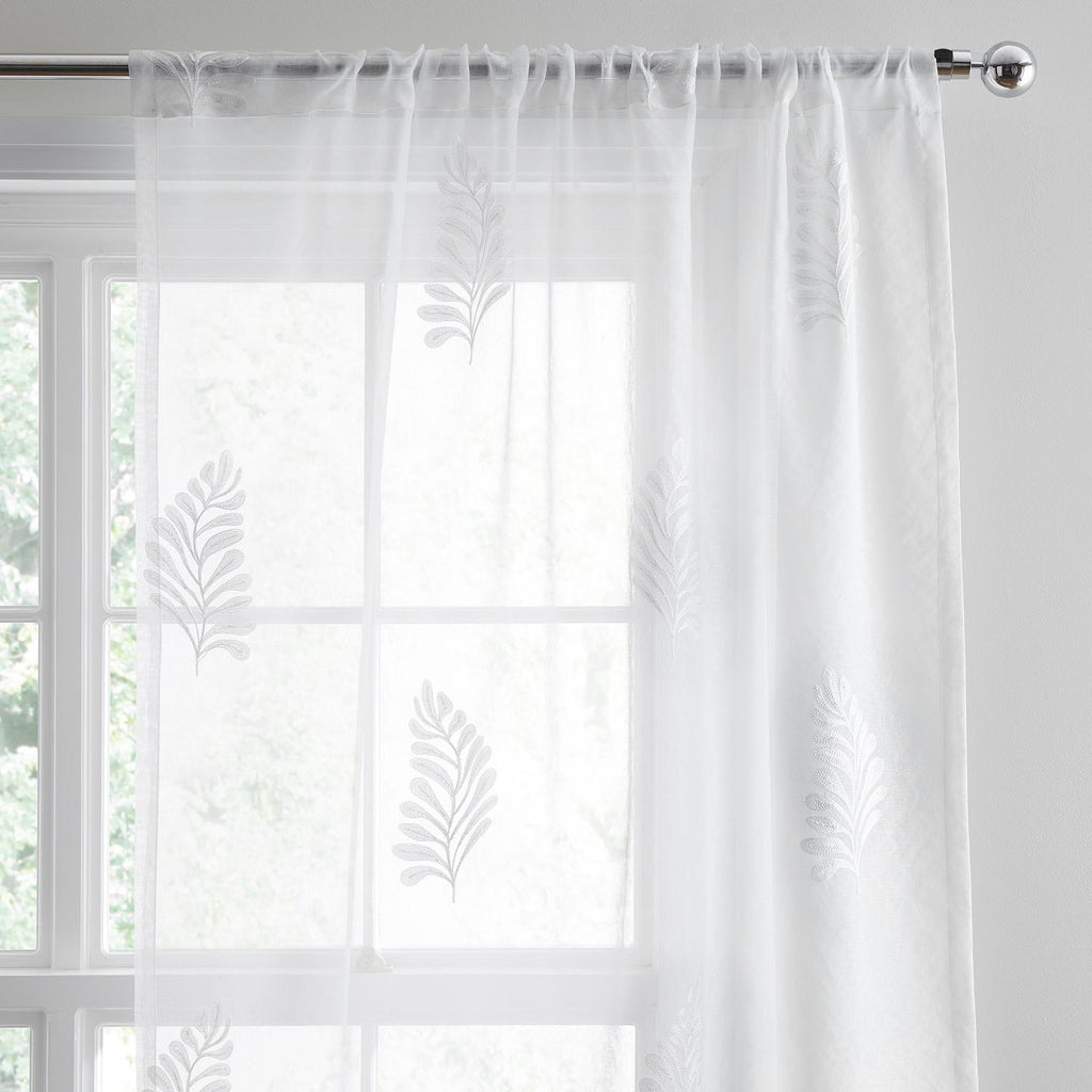 Leaf Embroidered White Voile