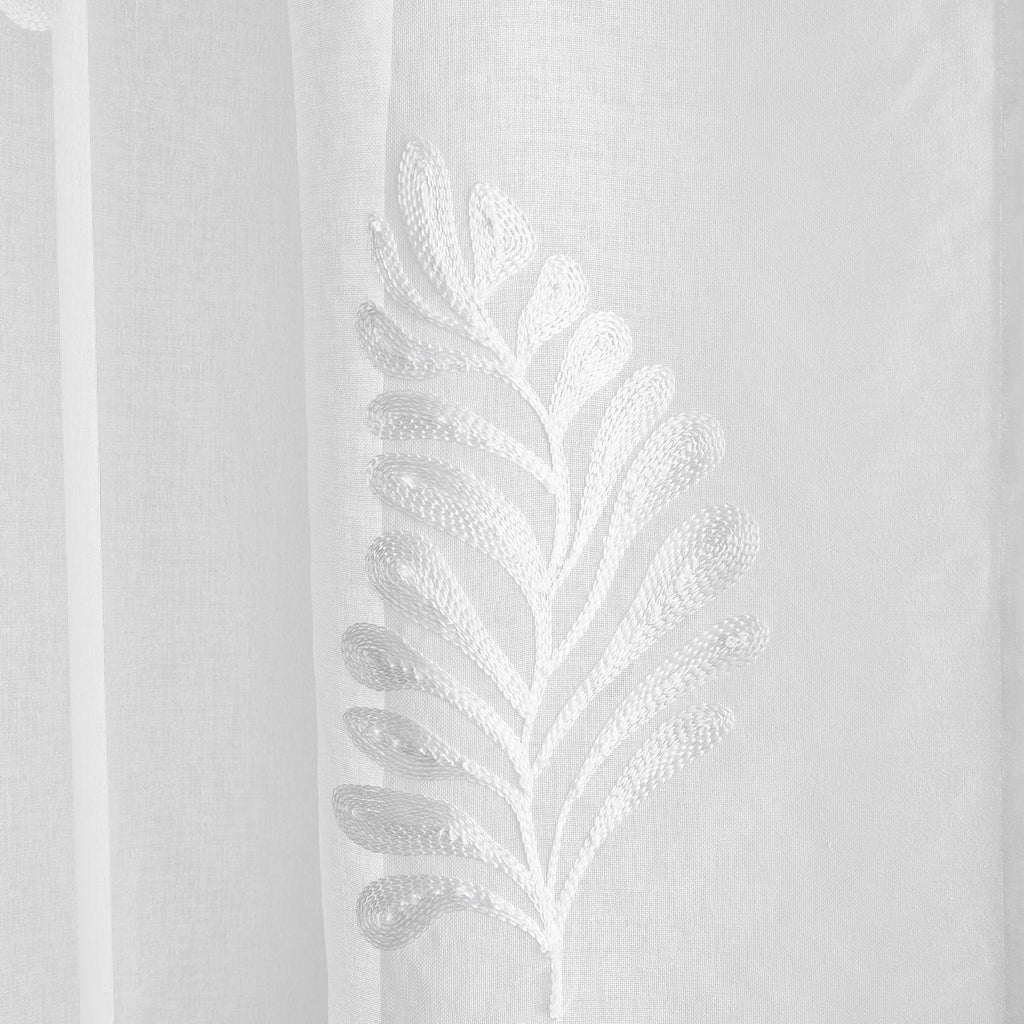 Leaf Embroidered White Voile
