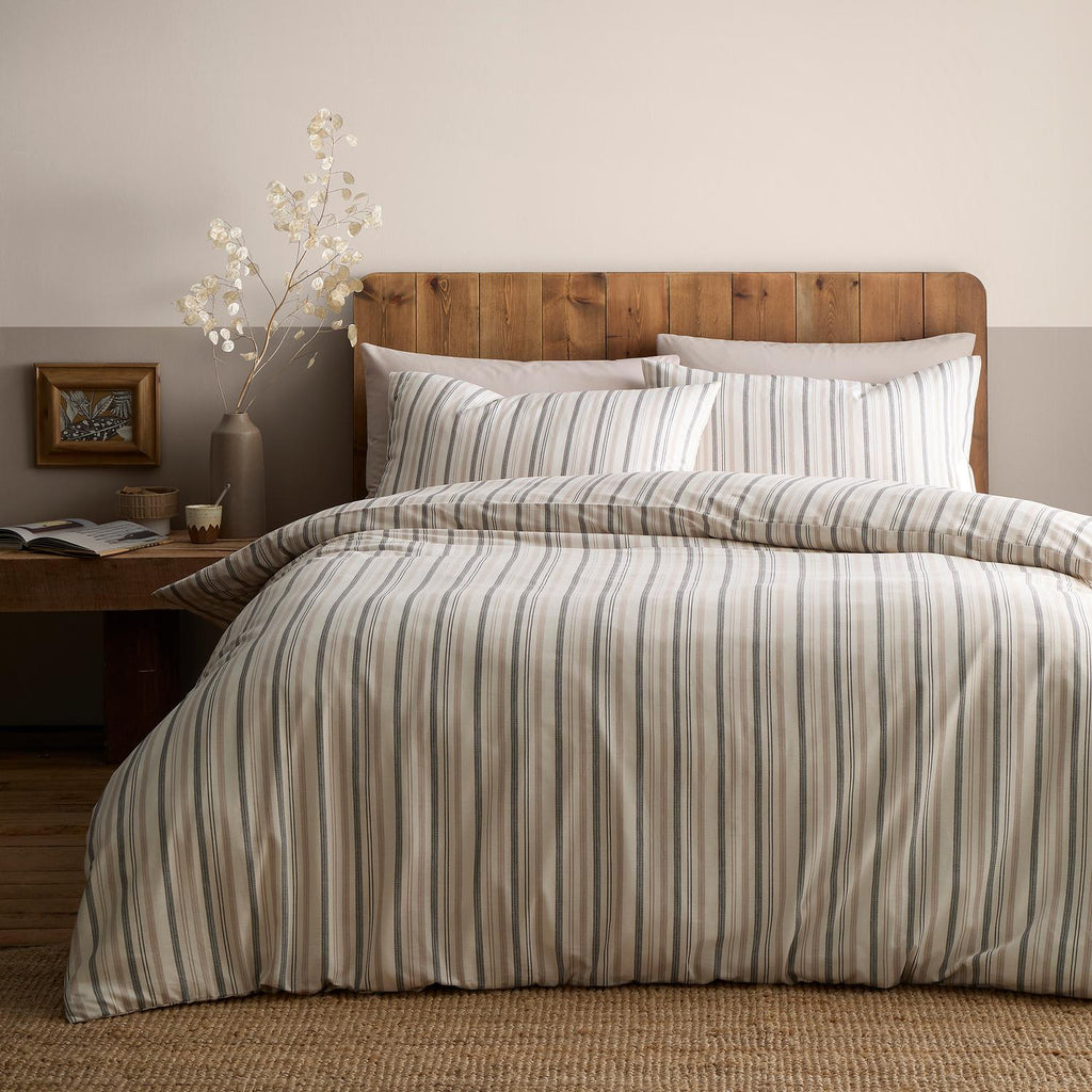 Yarn Dyed Thin Stripe Natural 100% Cotton Duvet Set