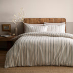 Yarn Dyed Thin Stripe Natural 100% Cotton Duvet Set