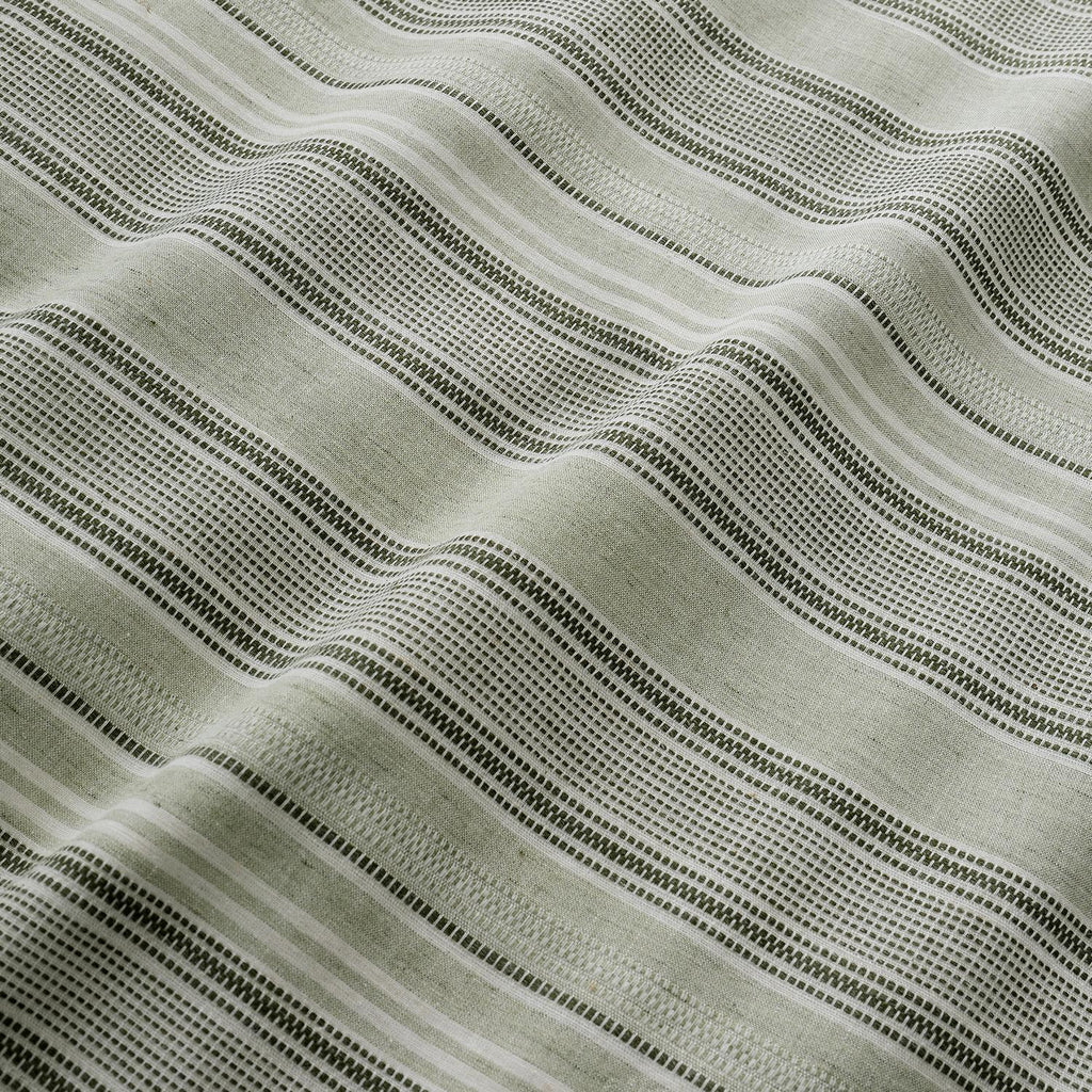 Yarn Dyed Wide Stripe Green Woven 100% Cotton Duvet Set
