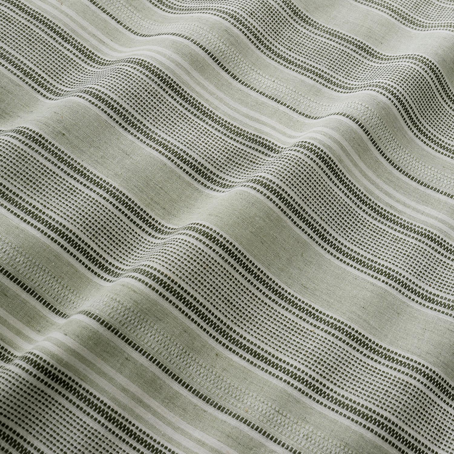 Yarn Dyed Wide Stripe Green Woven 100% Cotton Duvet Set