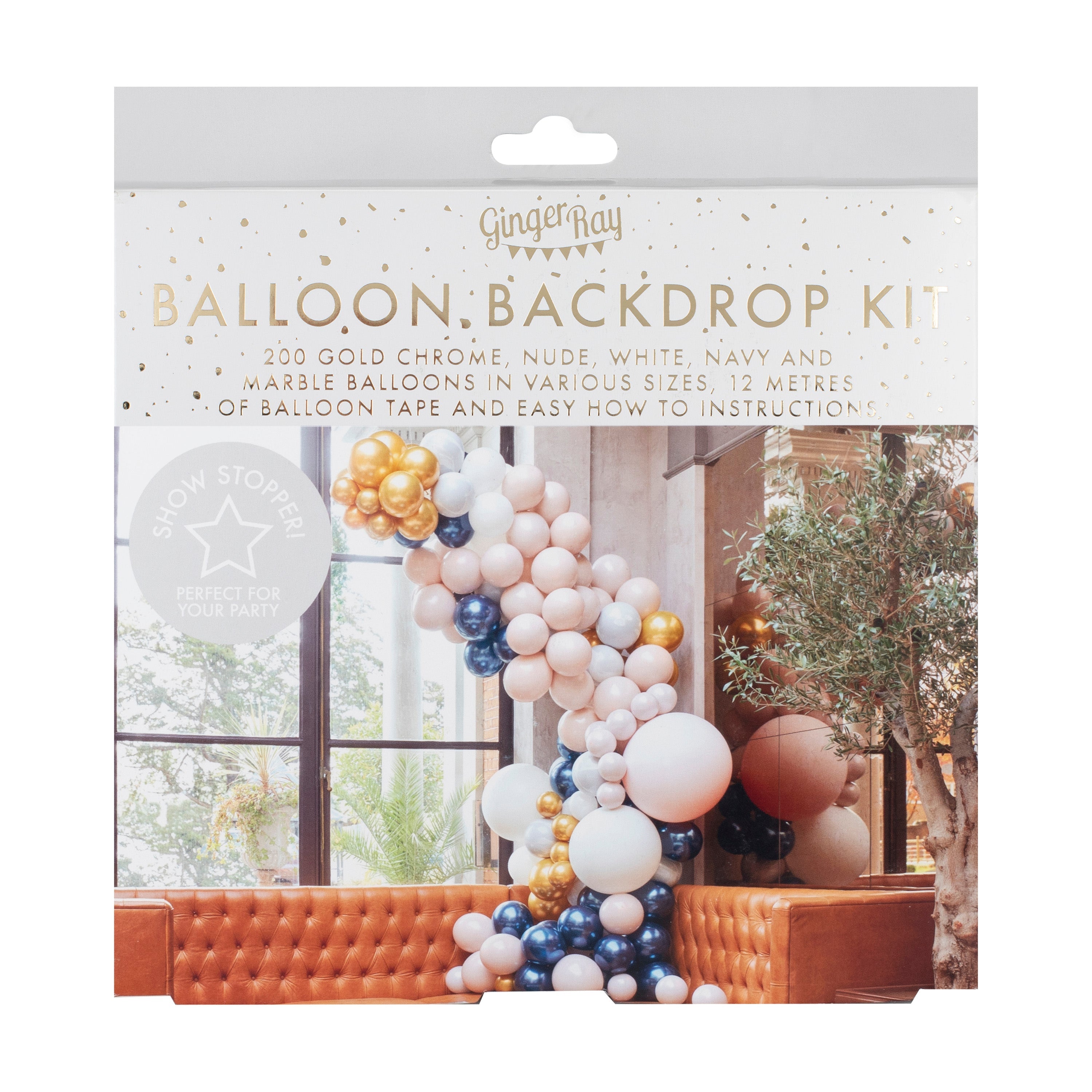 Luxe Marble, Navy & Gold Chrome Balloon Arch Kit- 5 Inner Pack