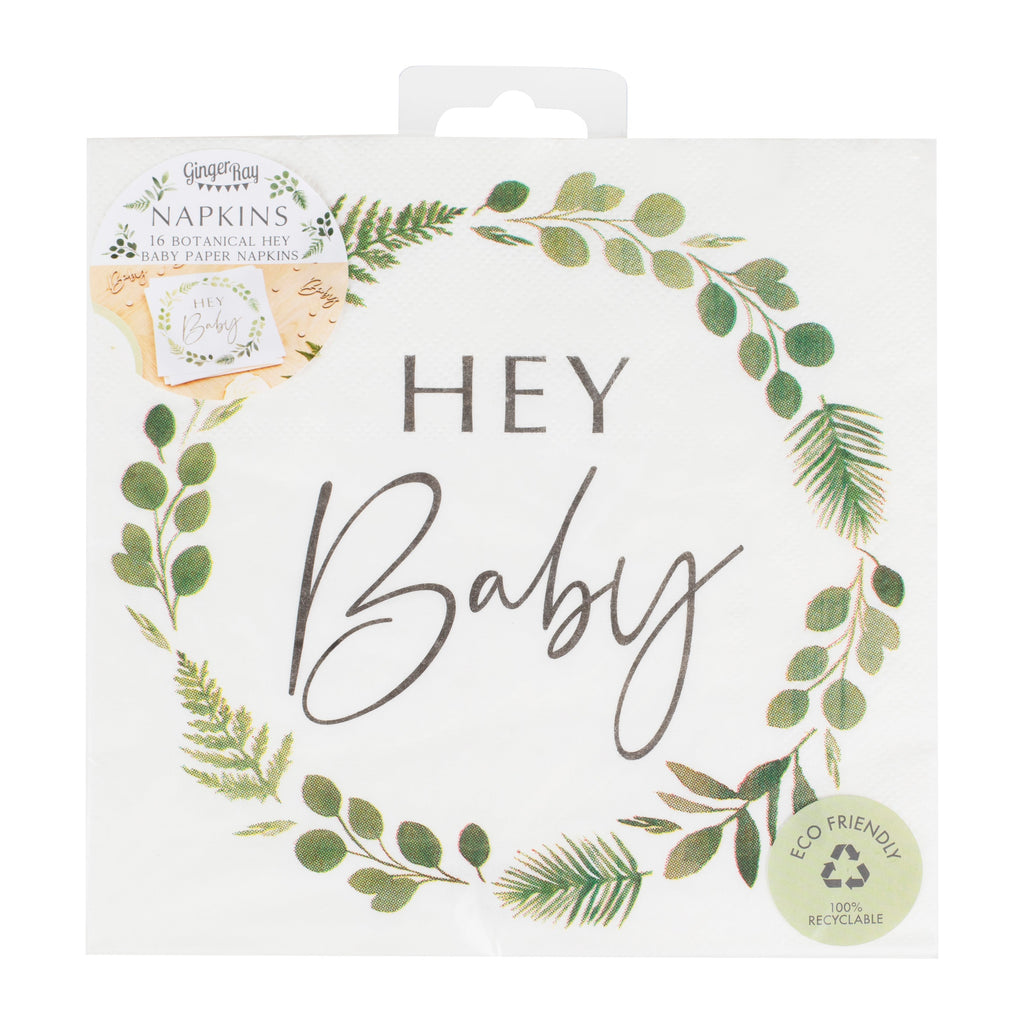 Hey Baby Shower Botanical Napkins- 5 Inner Pack
