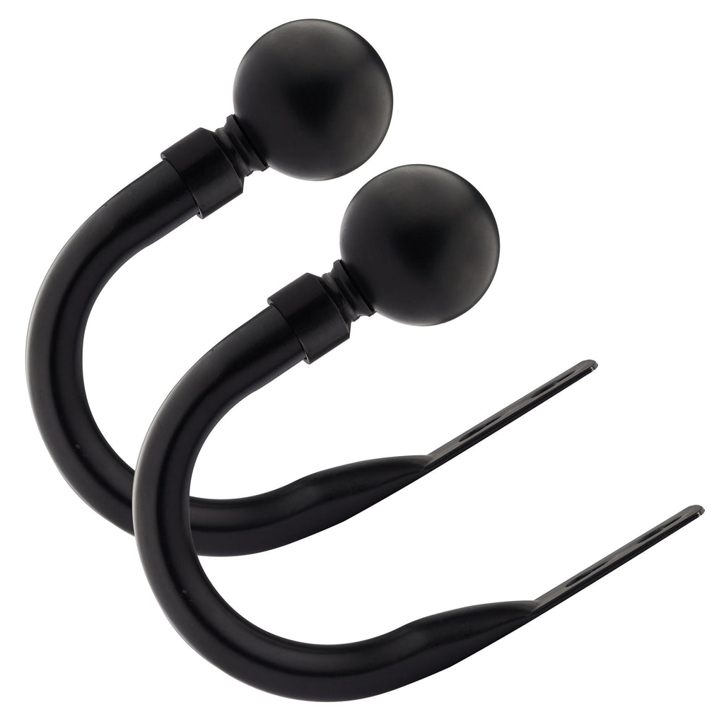 Matt Black Ball Curtain Holdbacks (Pair)