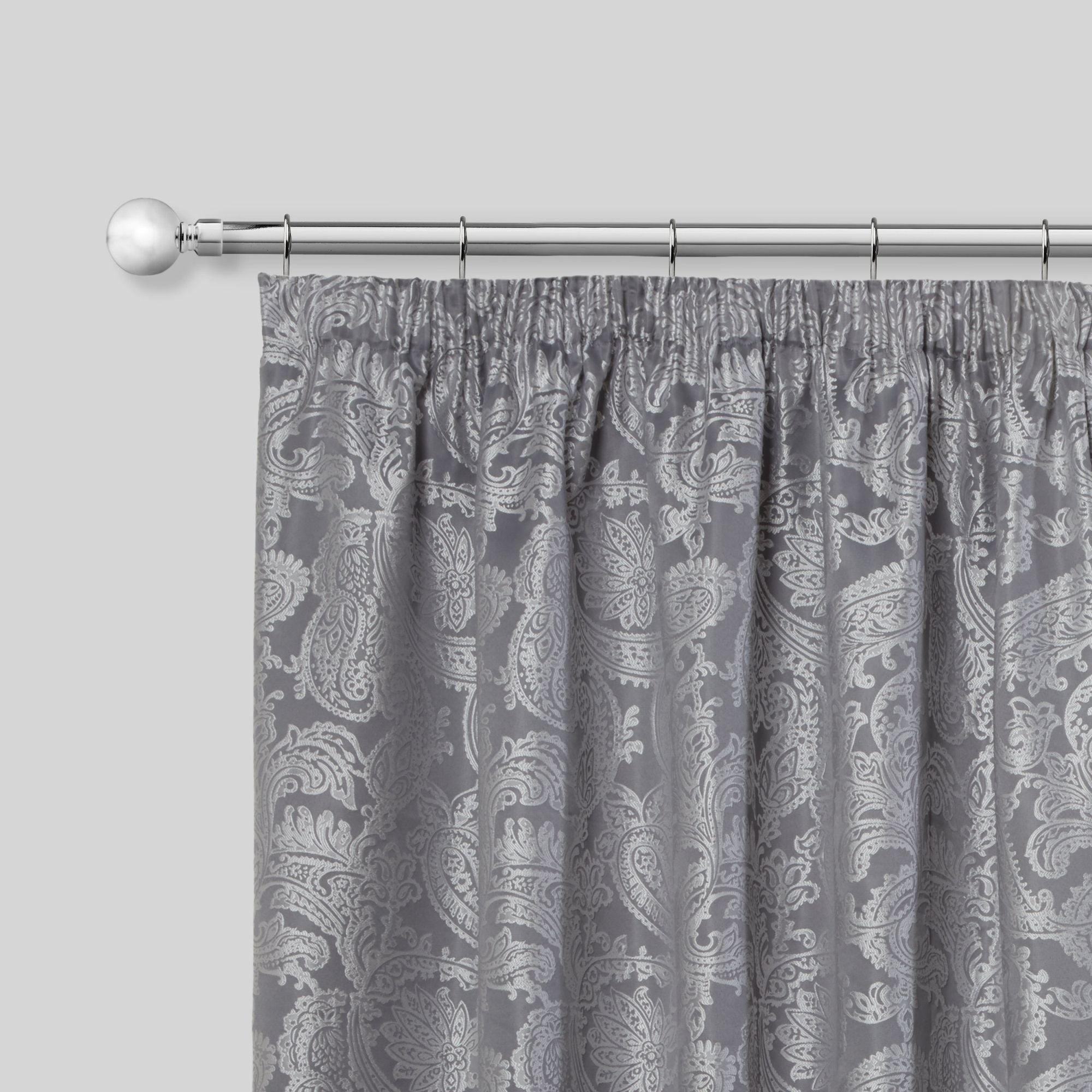 Chrome Ball Extendable Curtain Pole with Rings