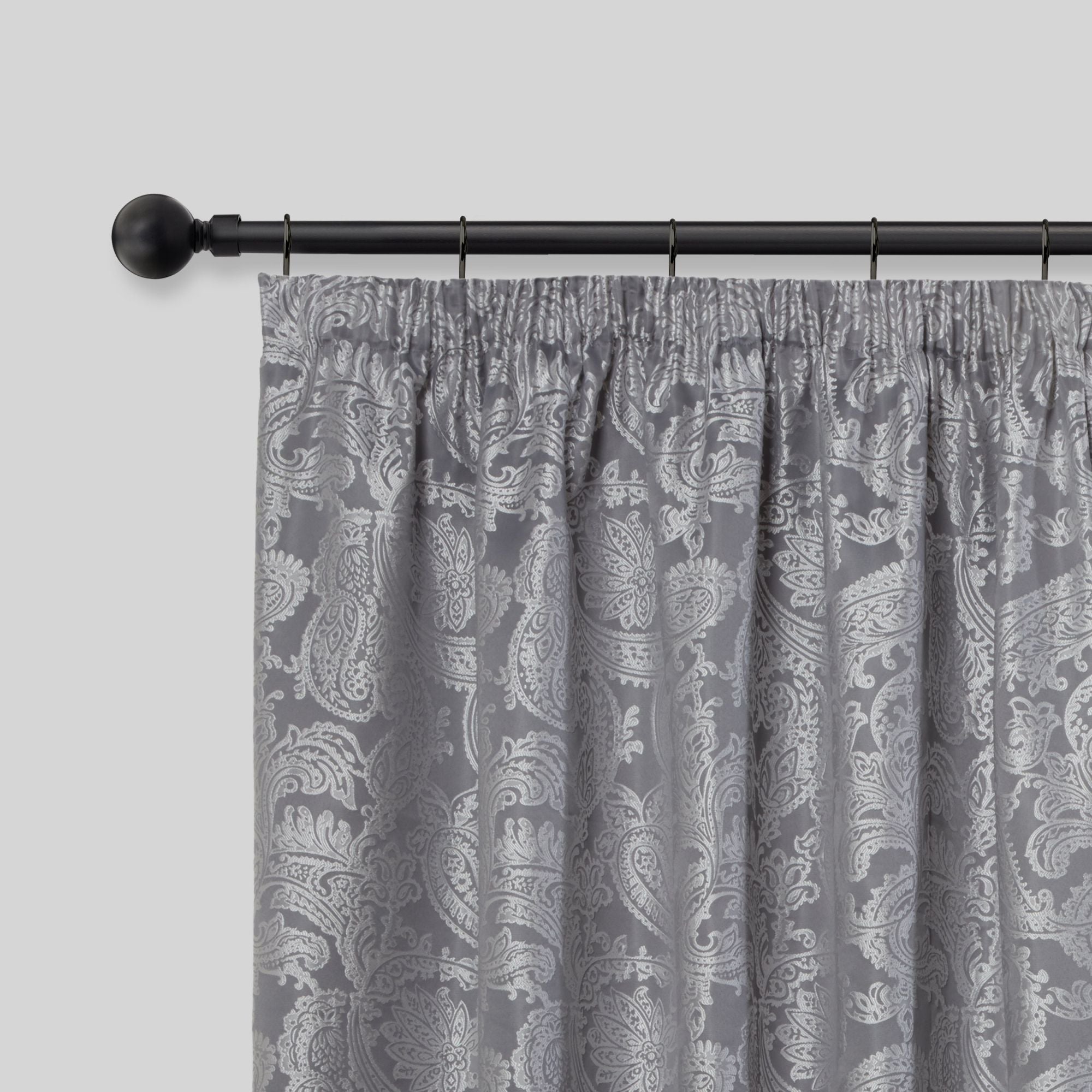 Matt Black Ball Extendable Curtain Pole with Rings