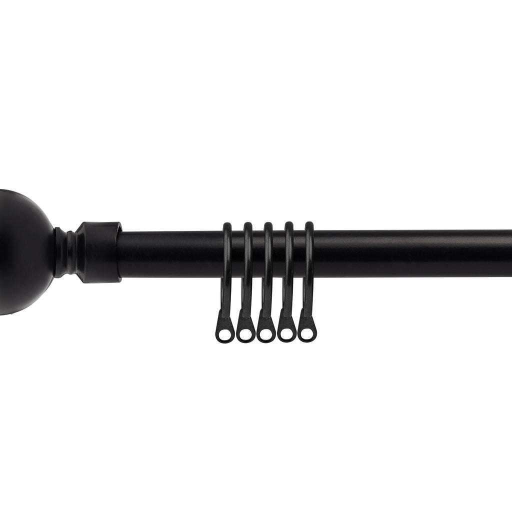 Matt Black Ball Extendable Curtain Pole with Rings