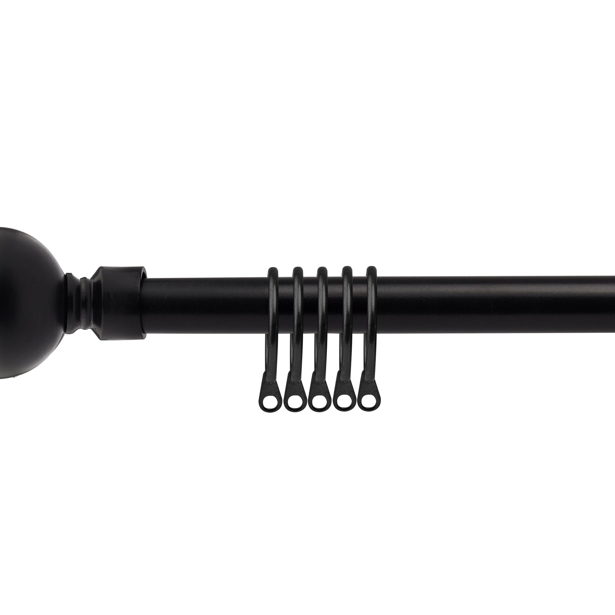 Matt Black Ball Extendable Curtain Pole with Rings