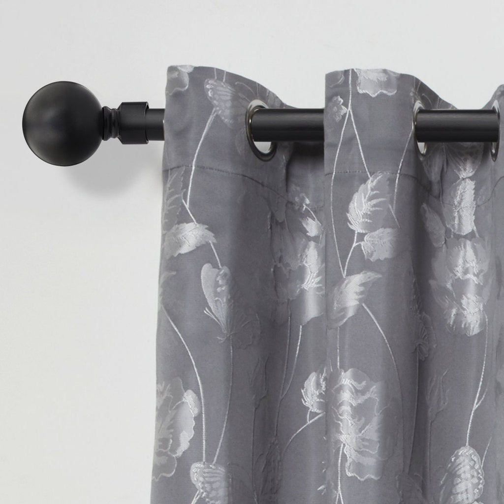 Matt Black Ball Extendable Curtain Pole